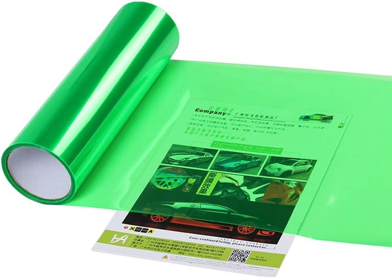 fangfei 12 by 48 inches Self Adhesive Auto Car Tint Headlight Taillight Fog Light Vinyl Smoke Film Sheet Sticker Cover (Green) - Image 5